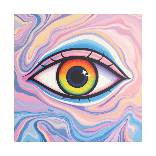 PsEyeFlow #9 - Celestial Stare (Stretched Satin Canvas)