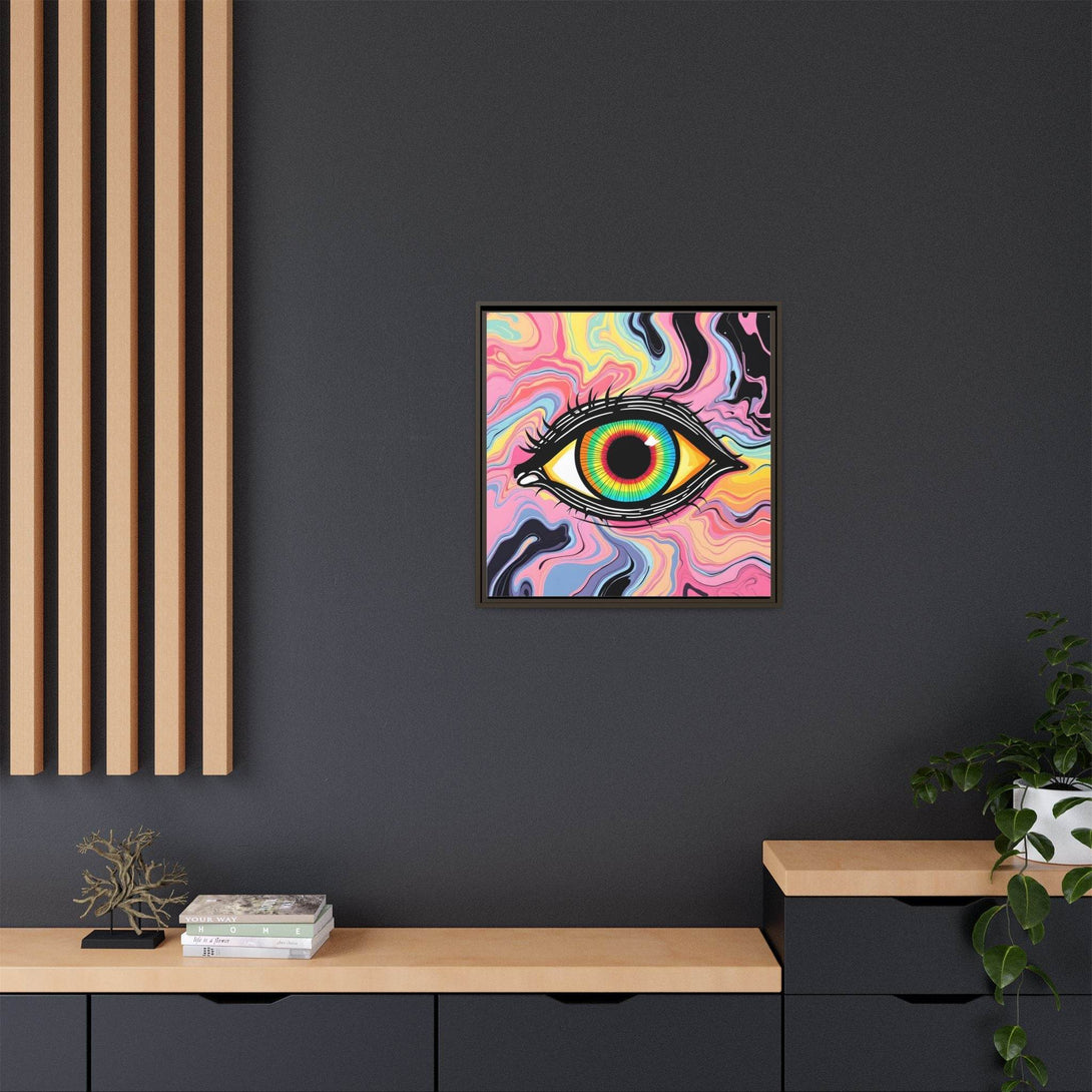 PsEyeFlow #33 – The Watcher’s Descent on Framed Matte Canvas (multi colour) - Highdellic
