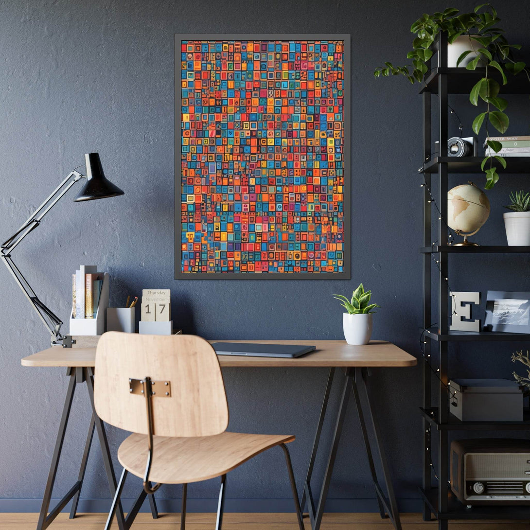 PsEyeCode #1 - Digital Mosaic. (Vibrant Geometric Framed Paper) - Highdellic