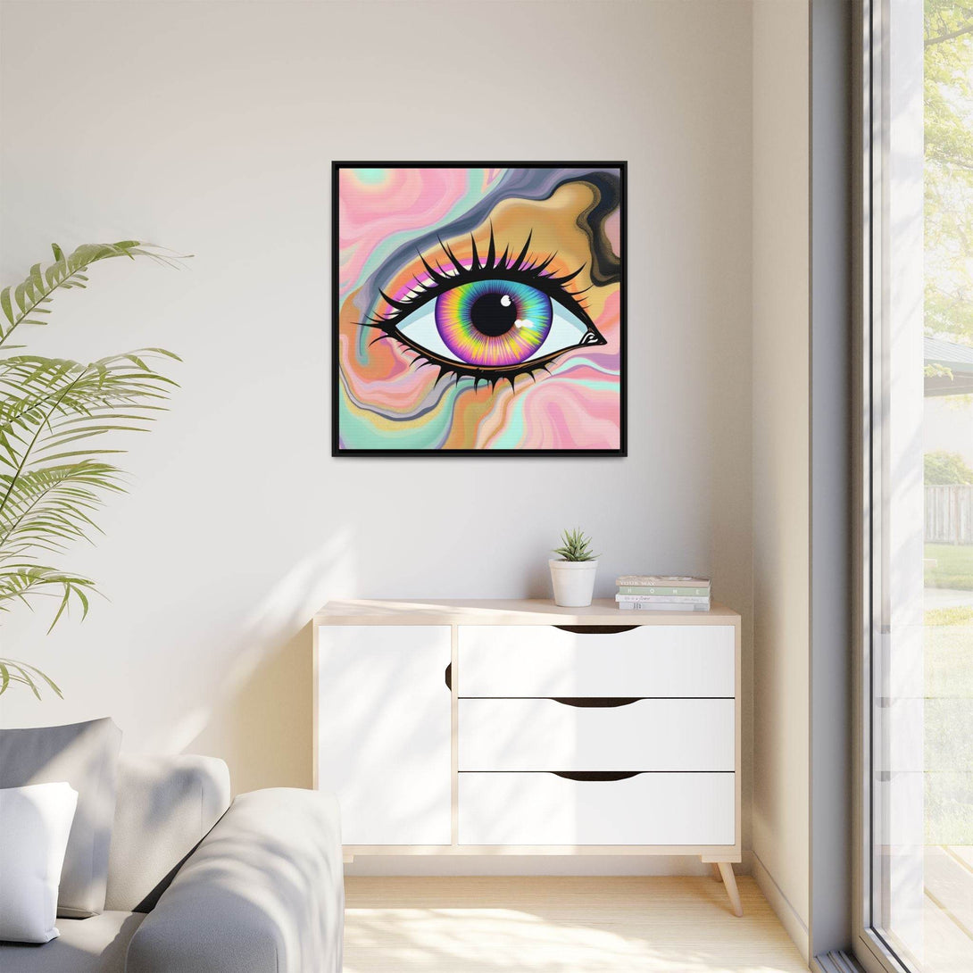 PsEyeFlow #7 - Cosmic Gaze. ( Colorful Framed Matte Canvas Decor ) - Highdellic