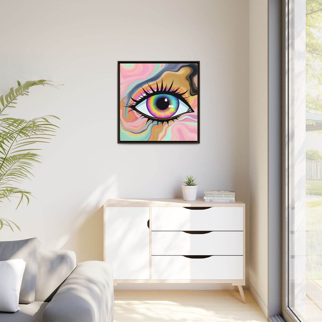 PsEyeFlow #7 - Cosmic Gaze. ( Colorful Framed Matte Canvas Decor ) - Highdellic