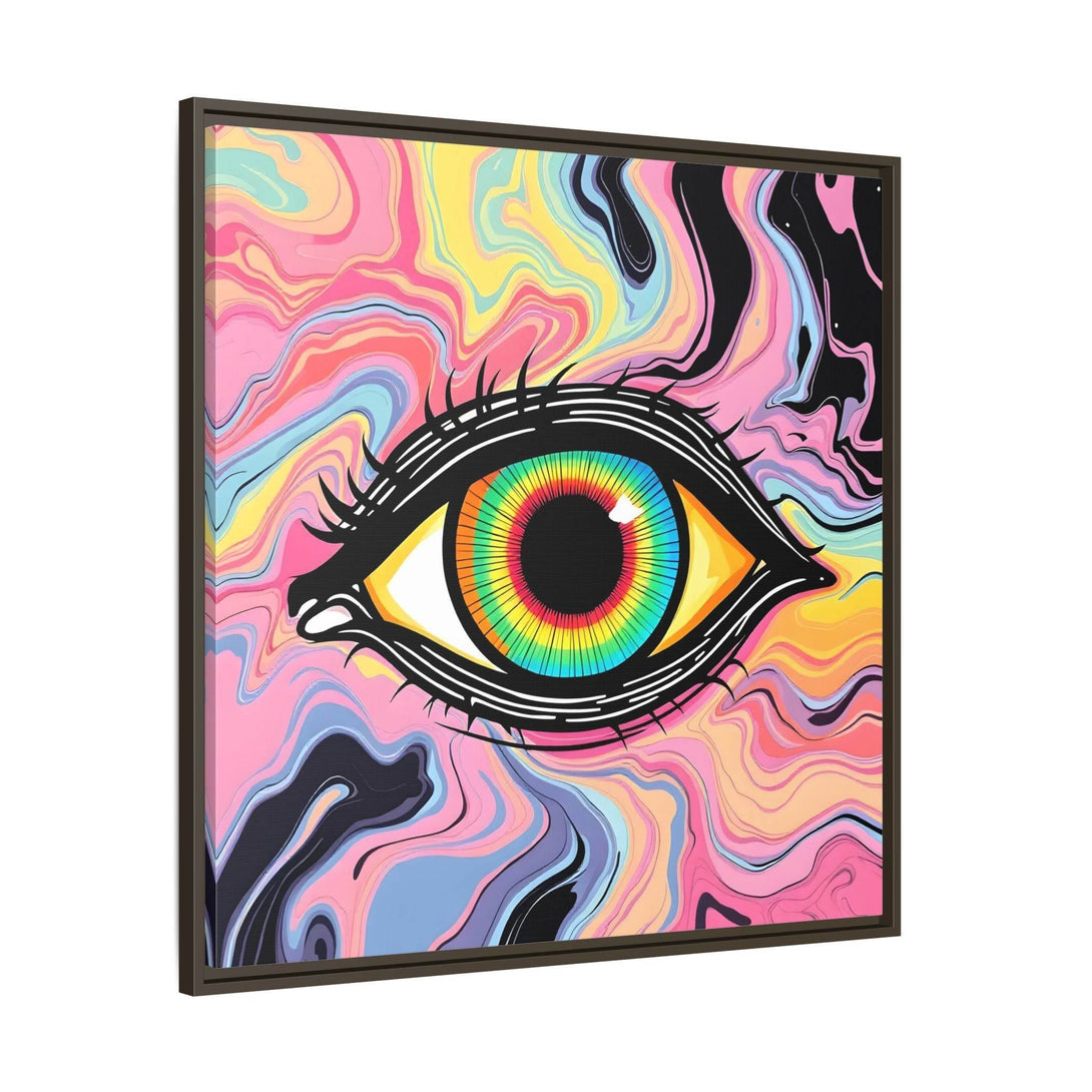 PsEyeFlow #33 – The Watcher’s Descent on Framed Matte Canvas (multi colour) - Highdellic