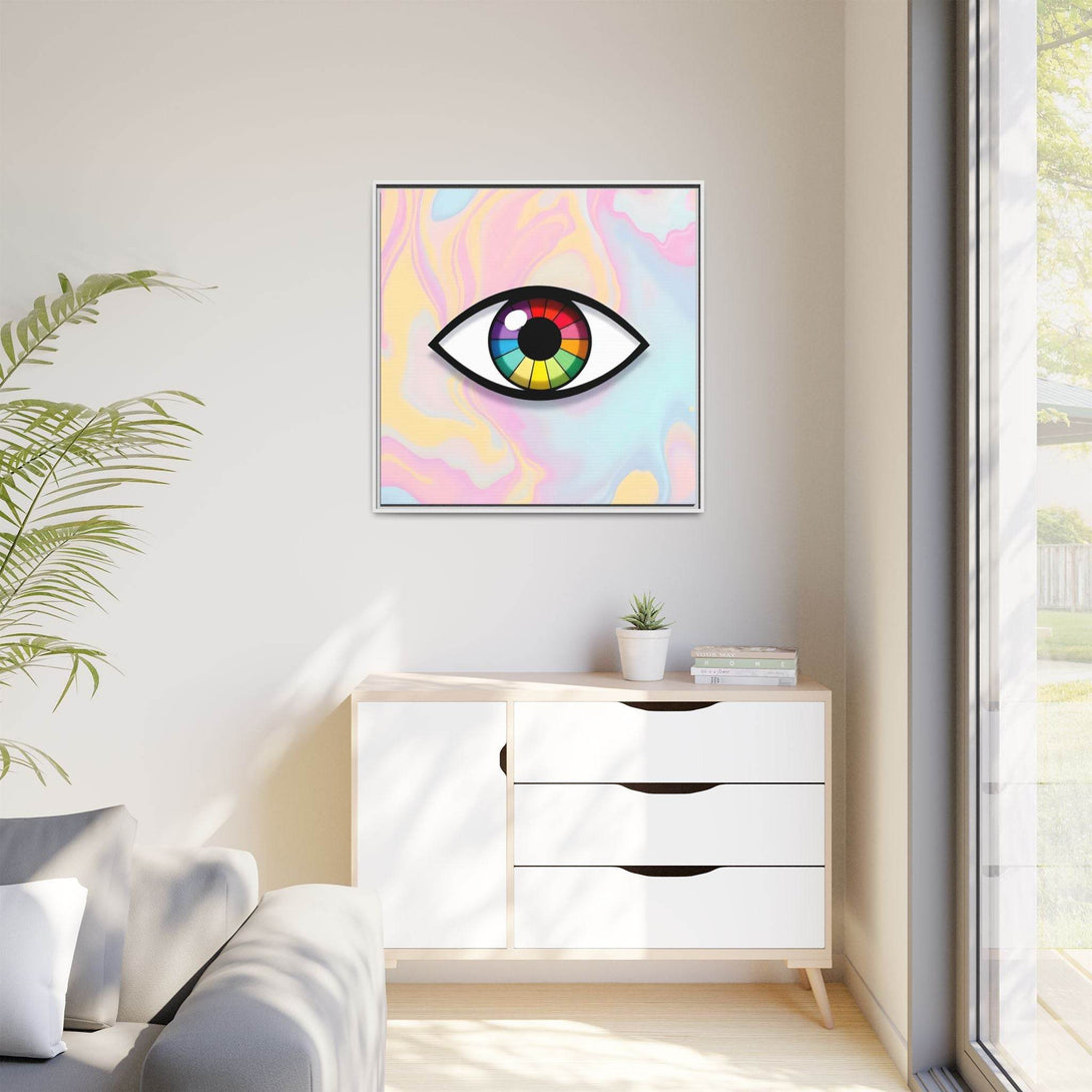 PsEyeFlow 5 - Prism Stare. ( Colorful Framed Matte Canvas Decor ) - Highdellic