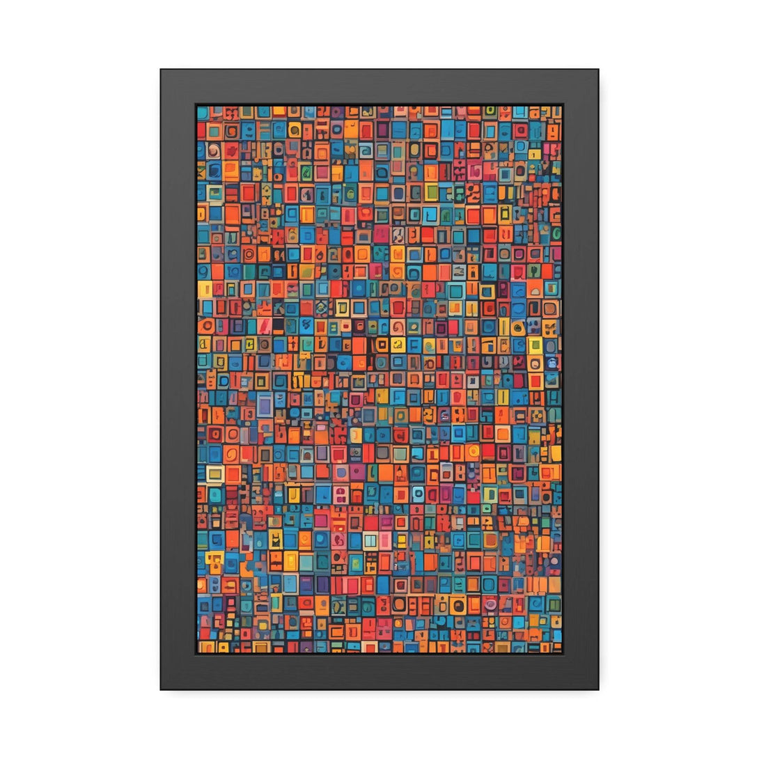 PsEyeCode #1 - Digital Mosaic. (Vibrant Geometric Framed Paper) - Highdellic