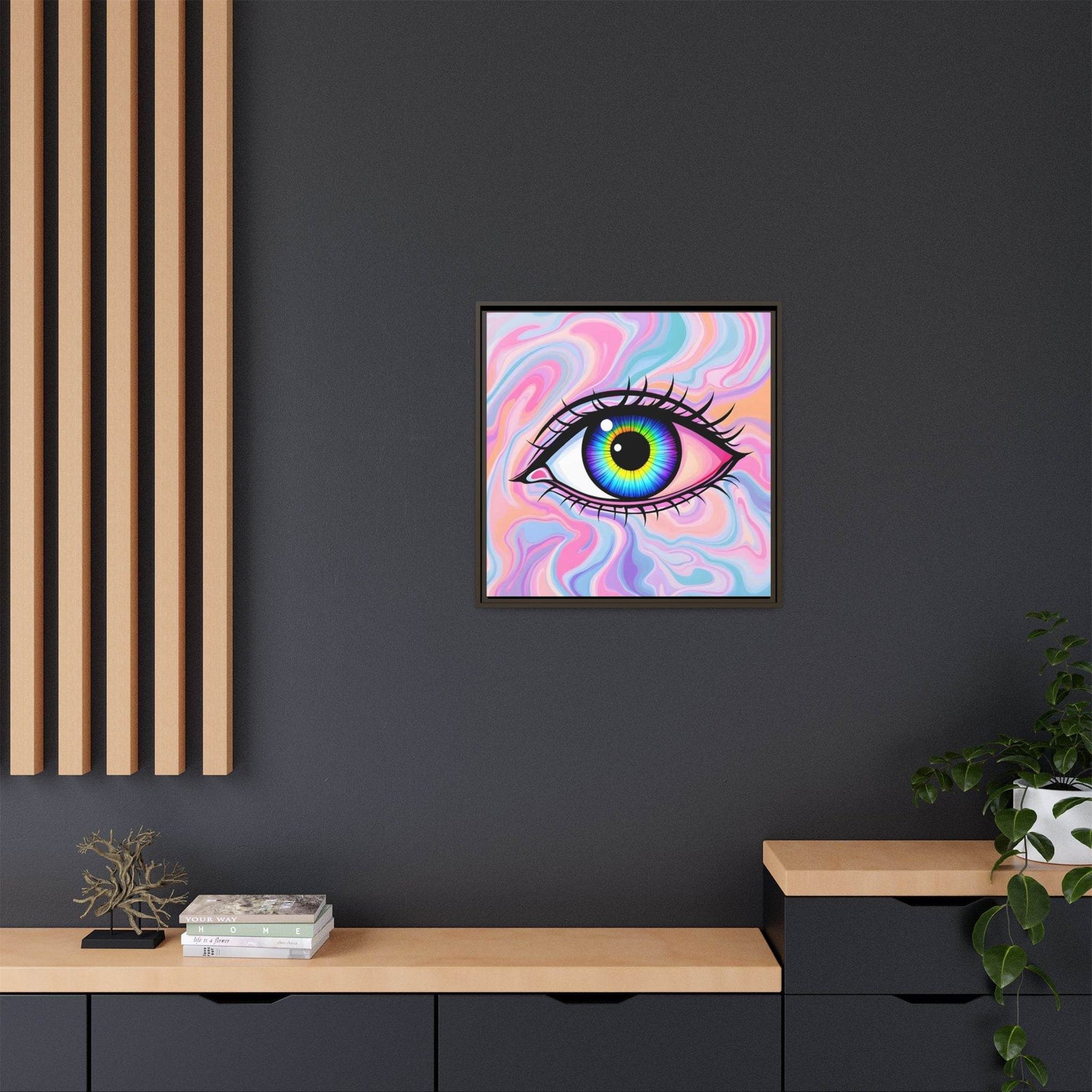 PsEyeFlow #3 – Vivid Mirage (Matte Canvas, Framed (Multi-color)) - Highdellic