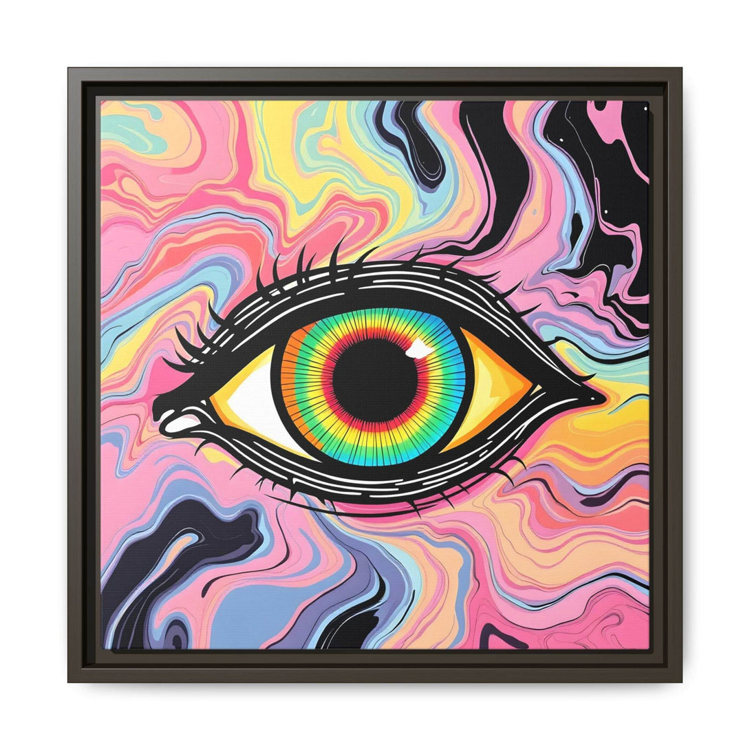 PsEyeFlow #33 – The Watcher’s Descent on Framed Matte Canvas (multi colour) - Highdellic