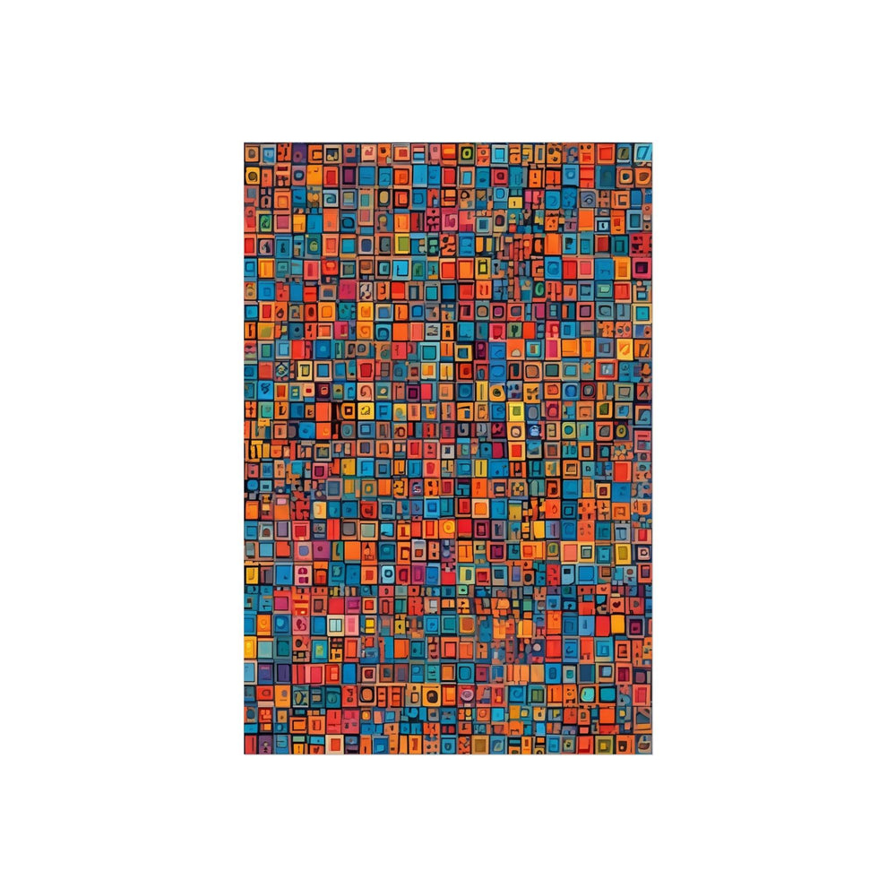 PsEyeCode #1b - Digital Mosaic on Vertical (2:3) Fine Art Poster - Highdellic