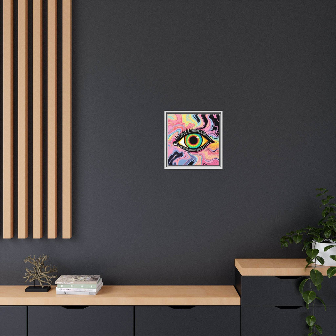 PsEyeFlow #33 – The Watcher’s Descent on Framed Matte Canvas (multi colour) - Highdellic