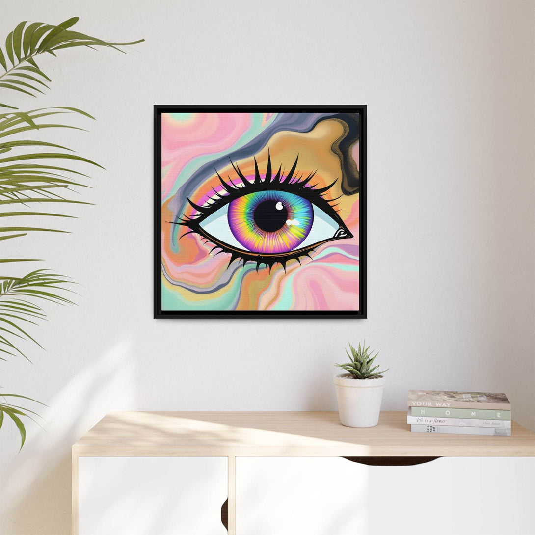 PsEyeFlow #7 - Cosmic Gaze. ( Colorful Framed Matte Canvas Decor ) - Highdellic