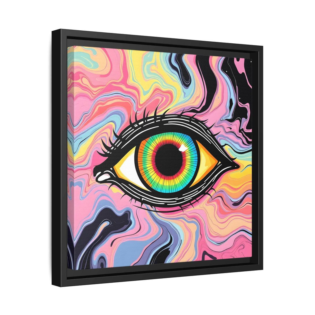 PsEyeFlow #33 – The Watcher’s Descent on Framed Matte Canvas (multi colour) - Highdellic