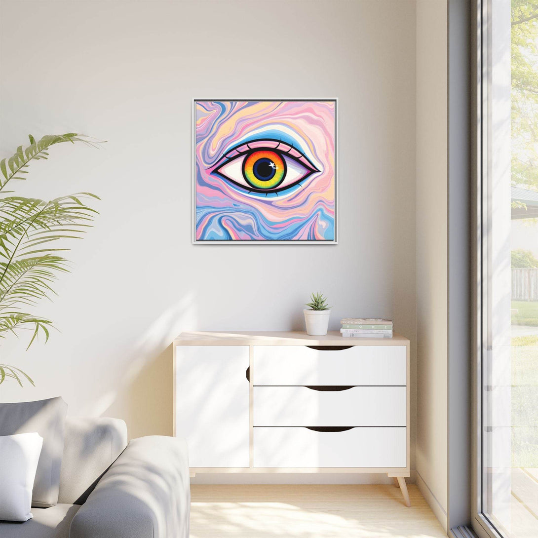 PsEyeFlow #9 - Celestial Stare. ( Colorful Framed Matte Canvas Decor ) - Highdellic