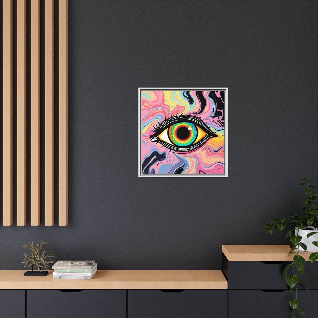PsEyeFlow #33 – The Watcher’s Descent on Framed Matte Canvas (multi colour) - Highdellic