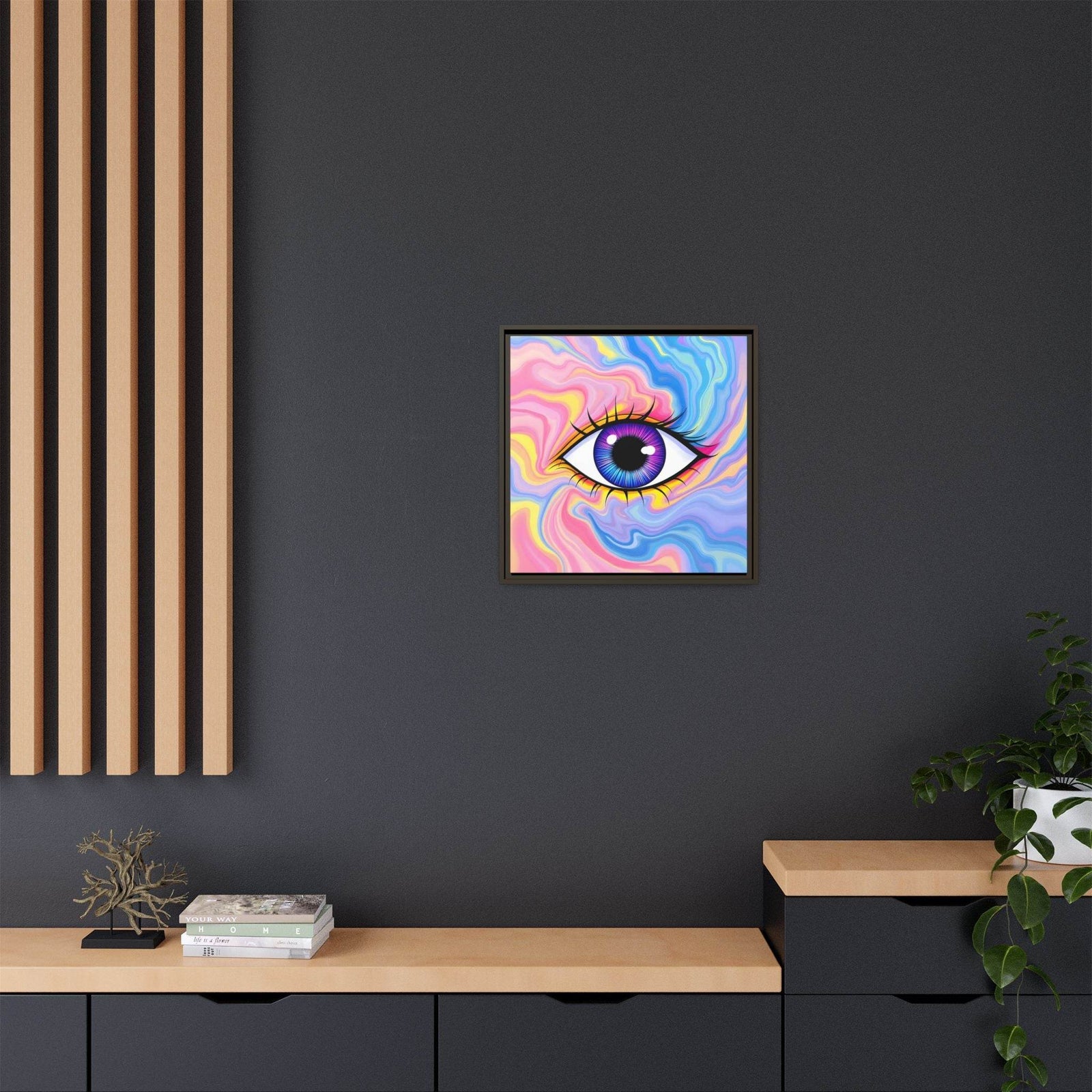 PsEyeFlow #28 - Cosmic Mirage on Framed Matte Canvas (Multi-color) - Highdellic