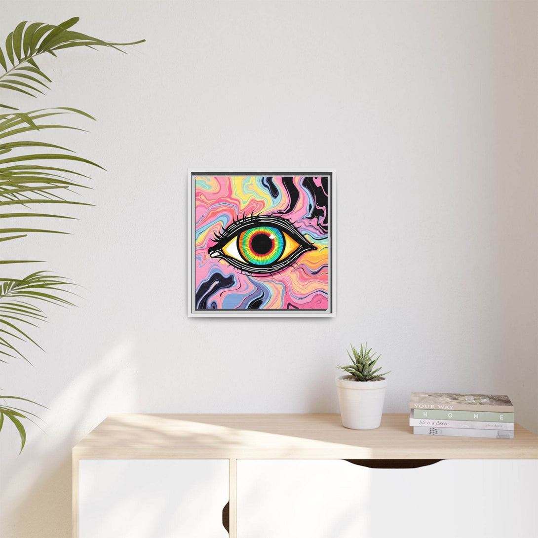 PsEyeFlow #33 – The Watcher’s Descent on Framed Matte Canvas (multi colour) - Highdellic