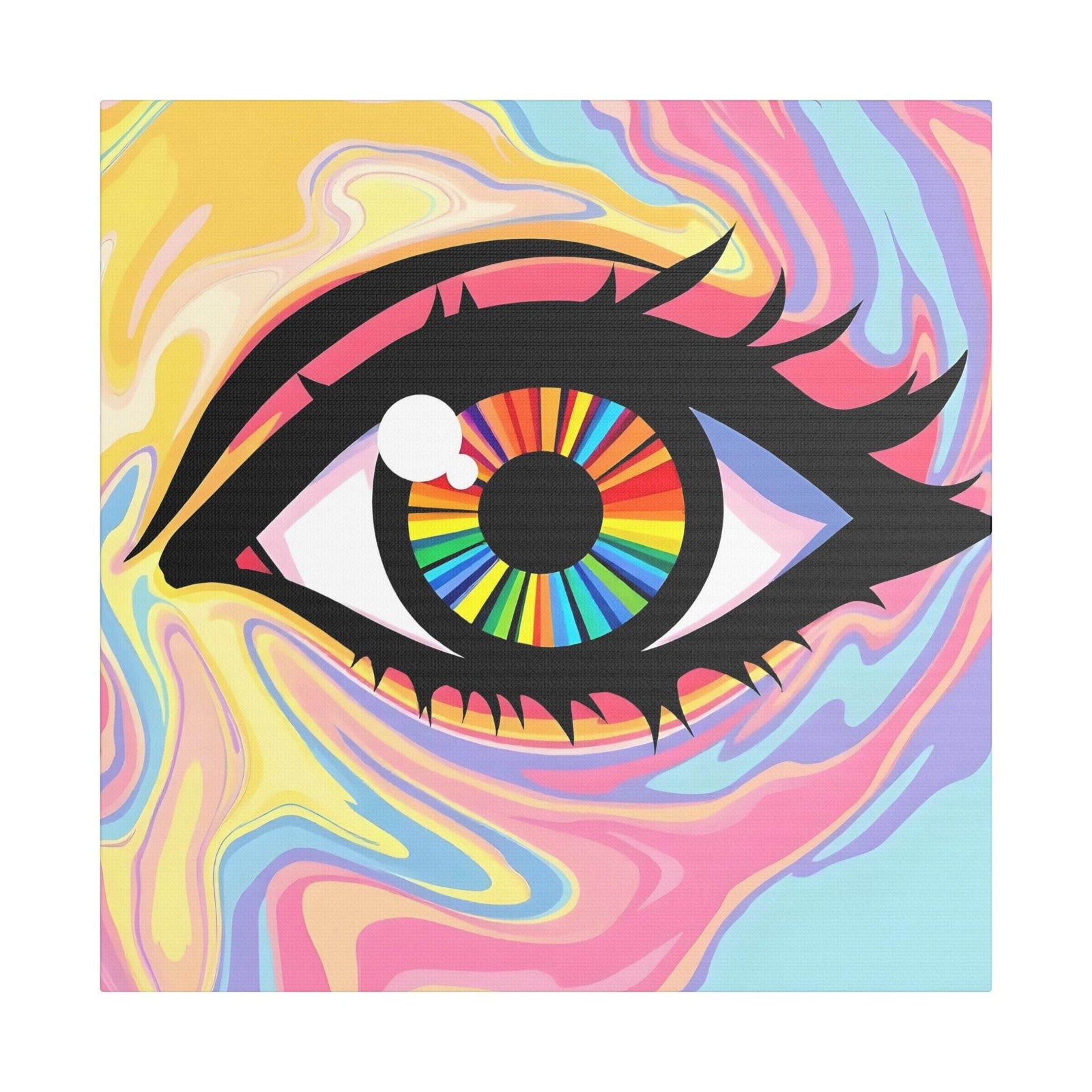 PsEyeFlow #12 - Prismatic Glimpse. (Satin Canvas, Stretched) - Highdellic