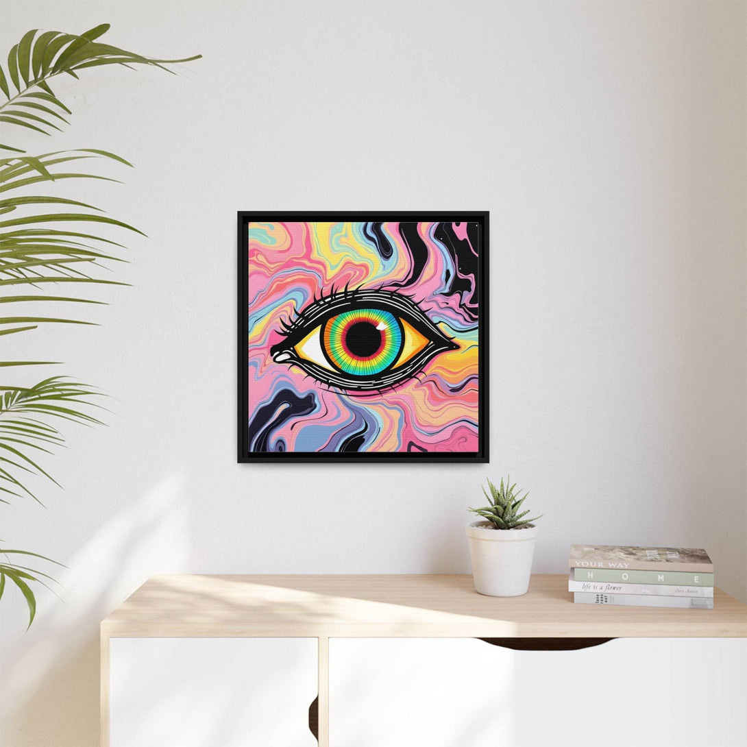 PsEyeFlow #33 – The Watcher’s Descent on Framed Matte Canvas (multi colour) - Highdellic