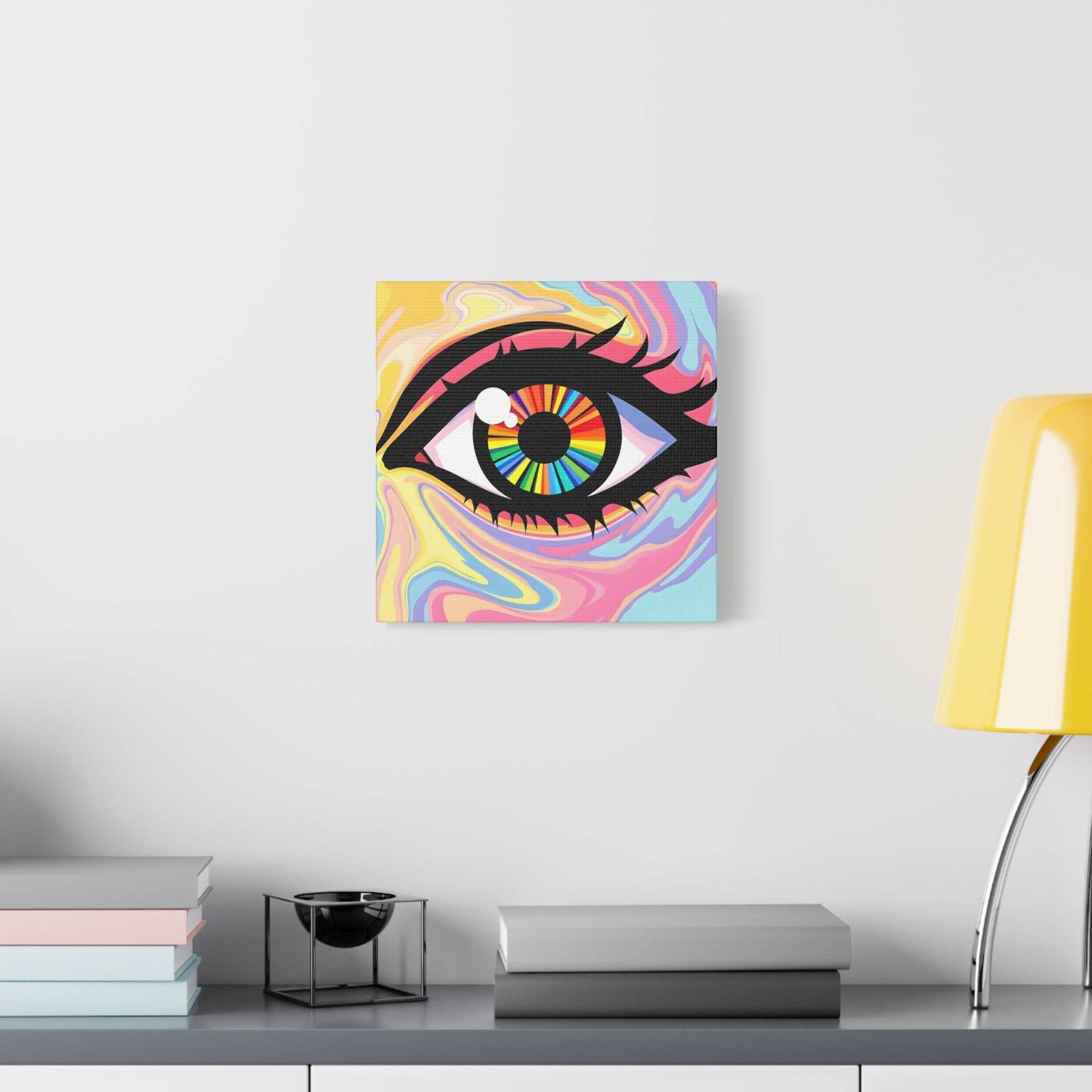 PsEyeFlow #12 - Prismatic Glimpse. (Satin Canvas, Stretched) - Highdellic