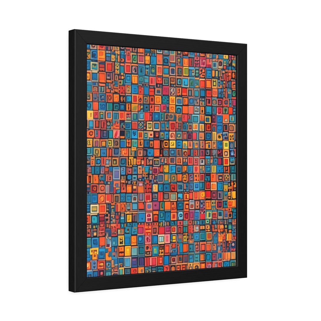 PsEyeCode #1 - Digital Mosaic. (Vibrant Geometric Framed Paper) - Highdellic