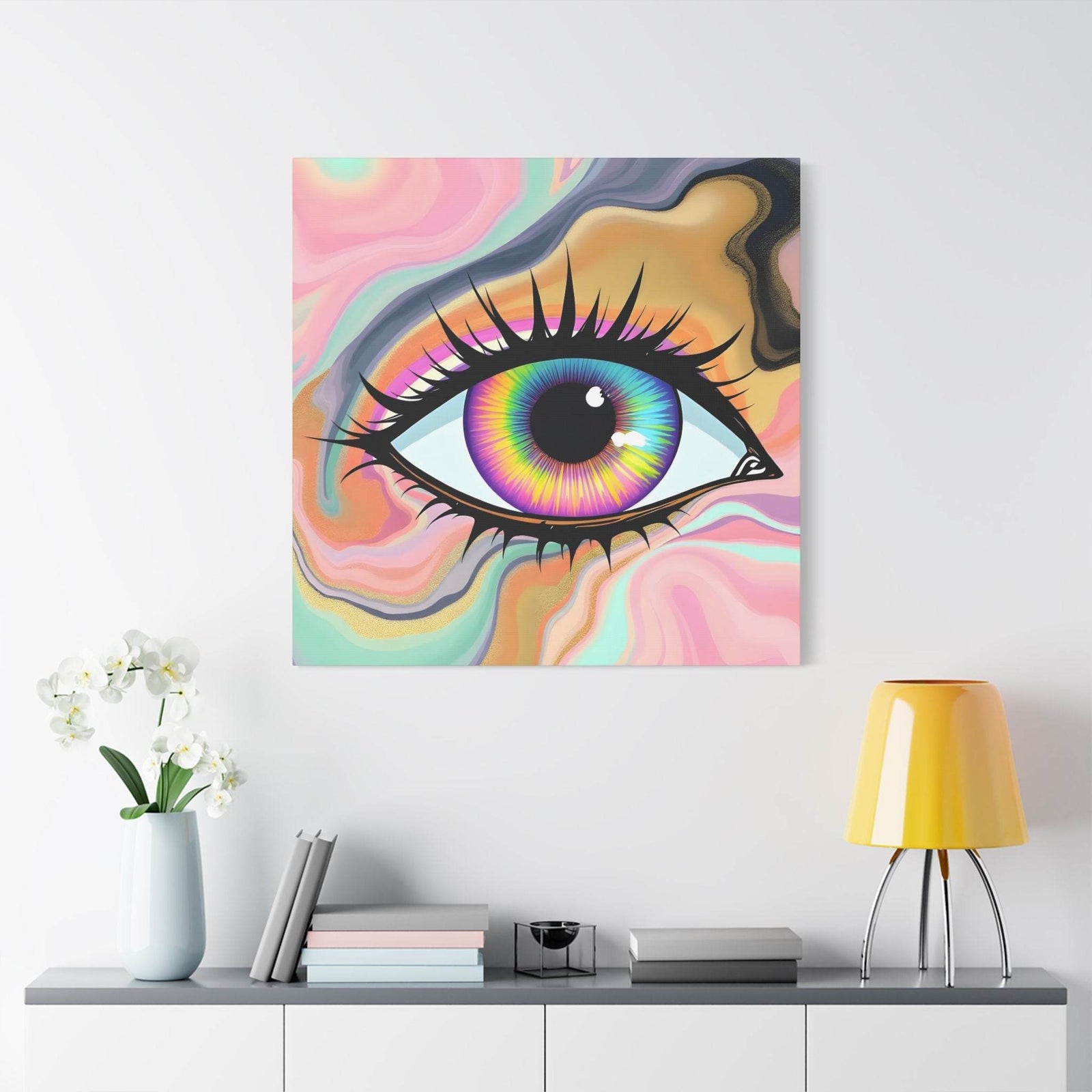 PsEyeFlow #7 - Cosmic Gaze. (Satin Canvas, Stretched) - Highdellic