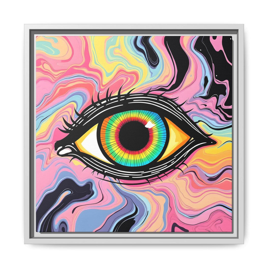 PsEyeFlow #33 – The Watcher’s Descent on Framed Matte Canvas (multi colour) - Highdellic