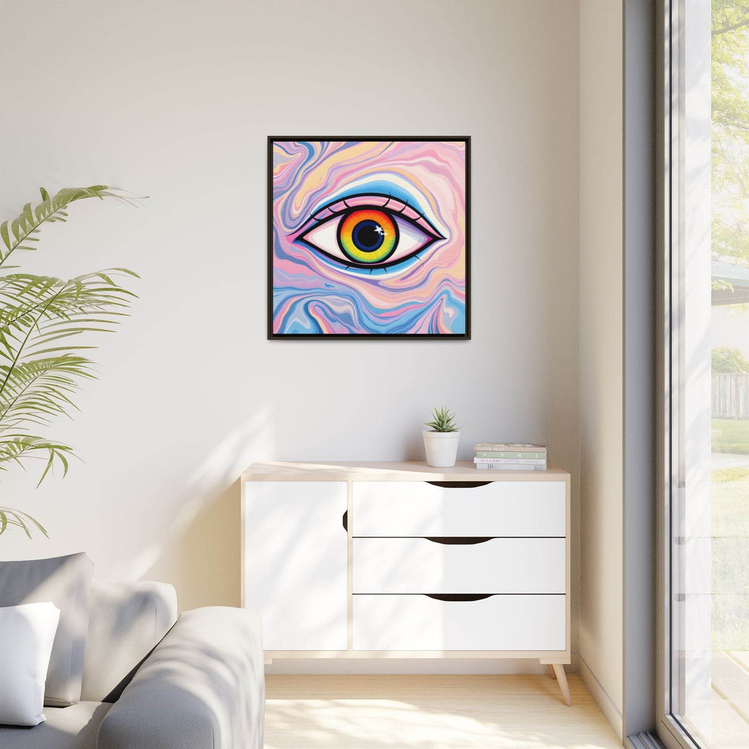 PsEyeFlow #9 - Celestial Stare. ( Colorful Framed Matte Canvas Decor ) - Highdellic