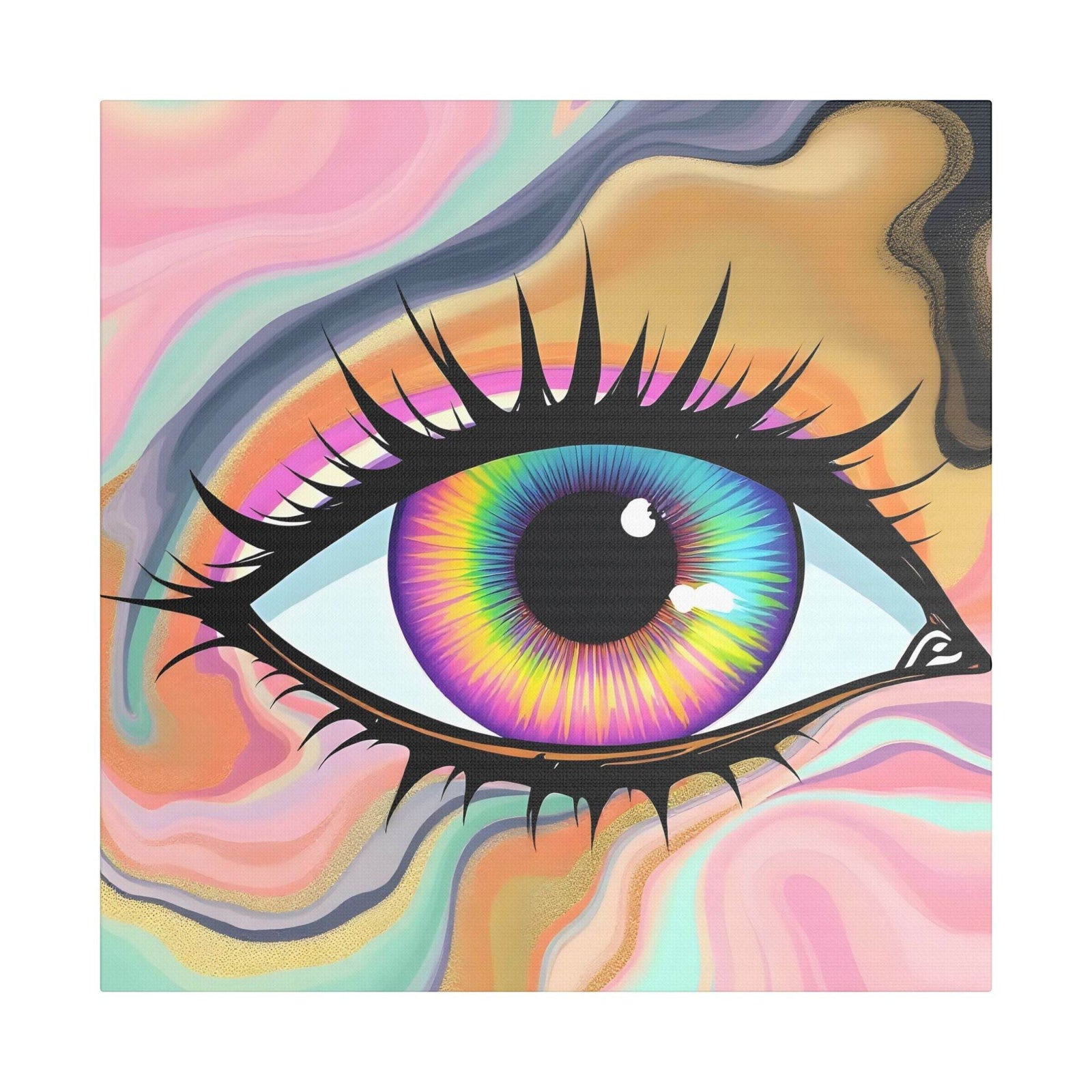 PsEyeFlow #7 - Cosmic Gaze. (Satin Canvas, Stretched) - Highdellic