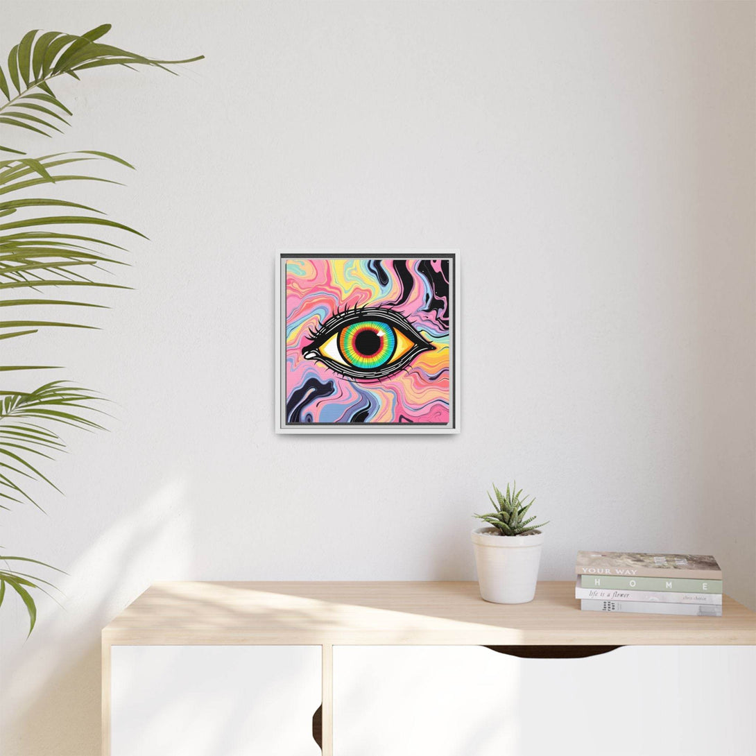 PsEyeFlow #33 – The Watcher’s Descent on Framed Matte Canvas (multi colour) - Highdellic
