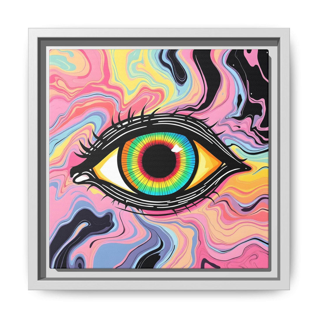 PsEyeFlow #33 – The Watcher’s Descent on Framed Matte Canvas (multi colour) - Highdellic
