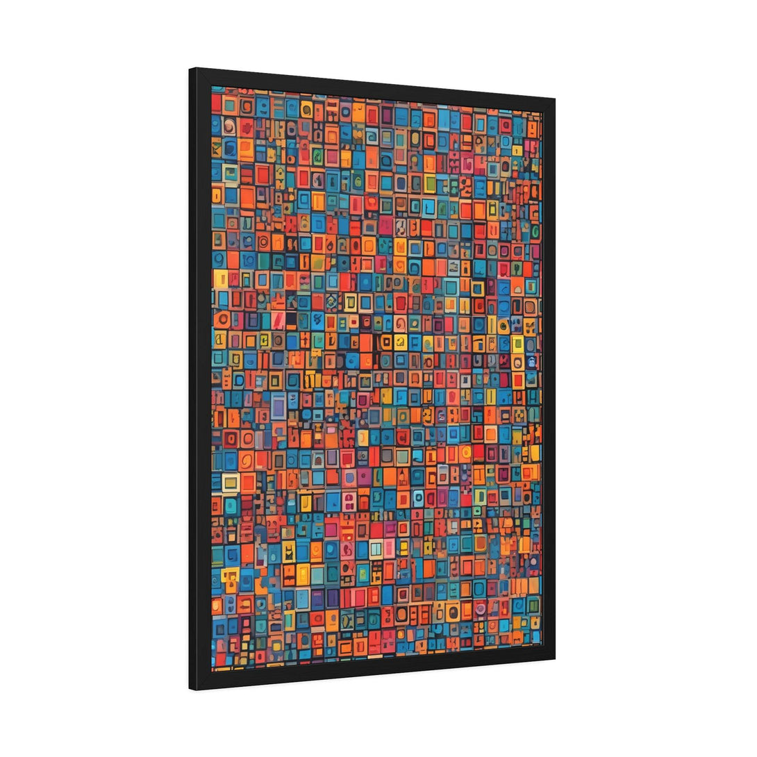 PsEyeCode #1 - Digital Mosaic. (Vibrant Geometric Framed Paper) - Highdellic