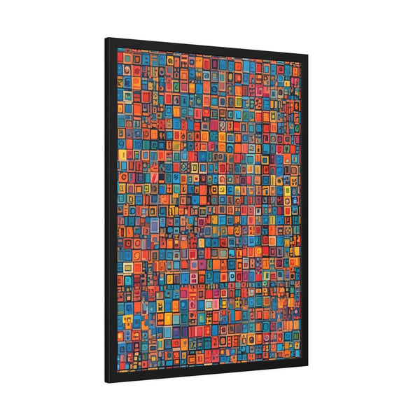 PsEyeCode #1 - Digital Mosaic. (Vibrant Geometric Framed Paper) - Highdellic
