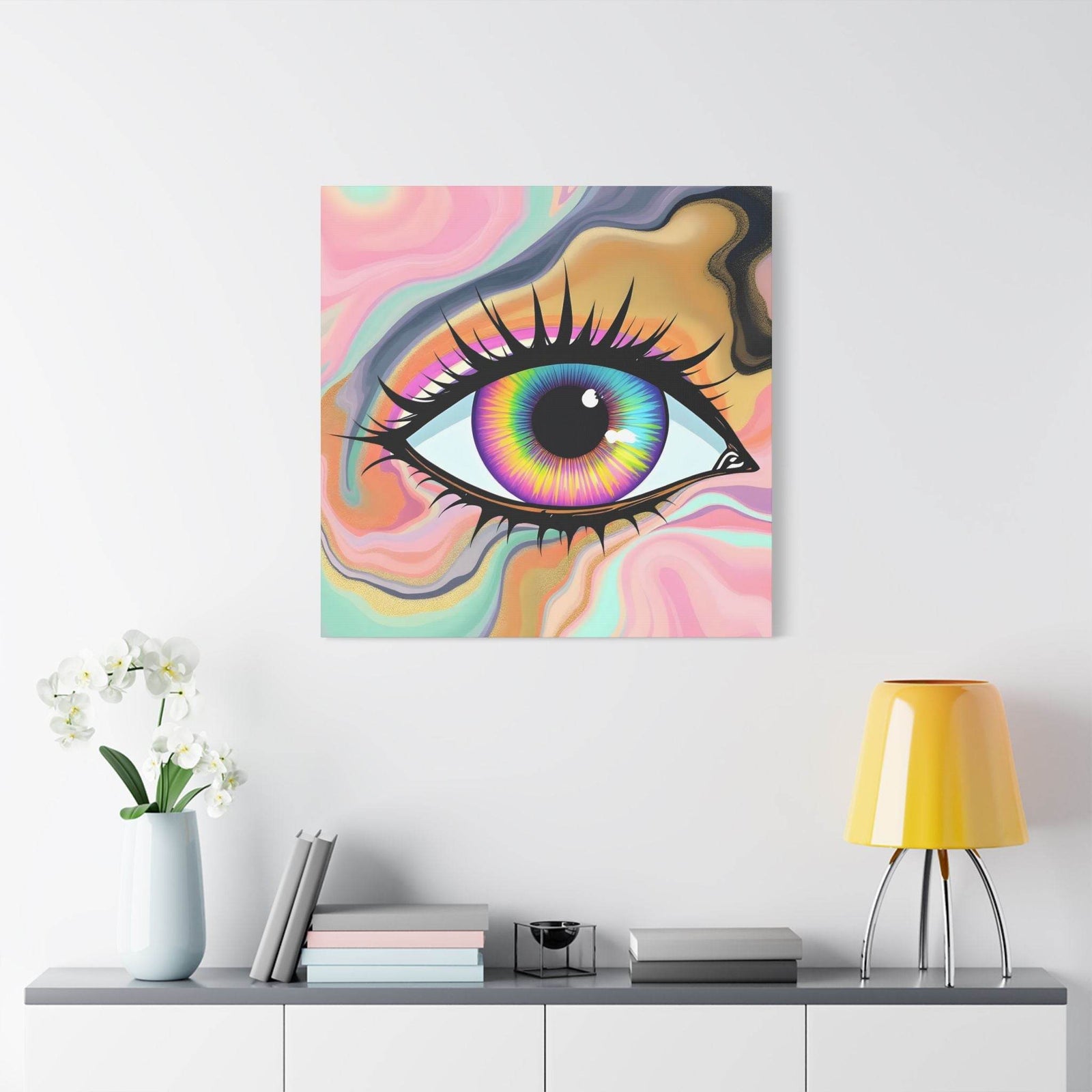 PsEyeFlow #7 - Cosmic Gaze. (Satin Canvas, Stretched) - Highdellic