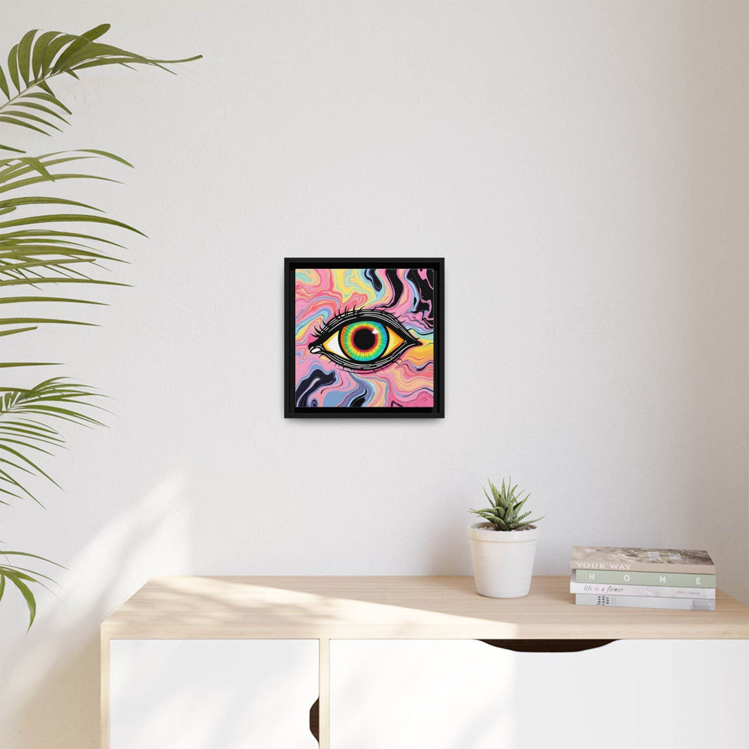 PsEyeFlow #33 – The Watcher’s Descent on Framed Matte Canvas (multi colour) - Highdellic
