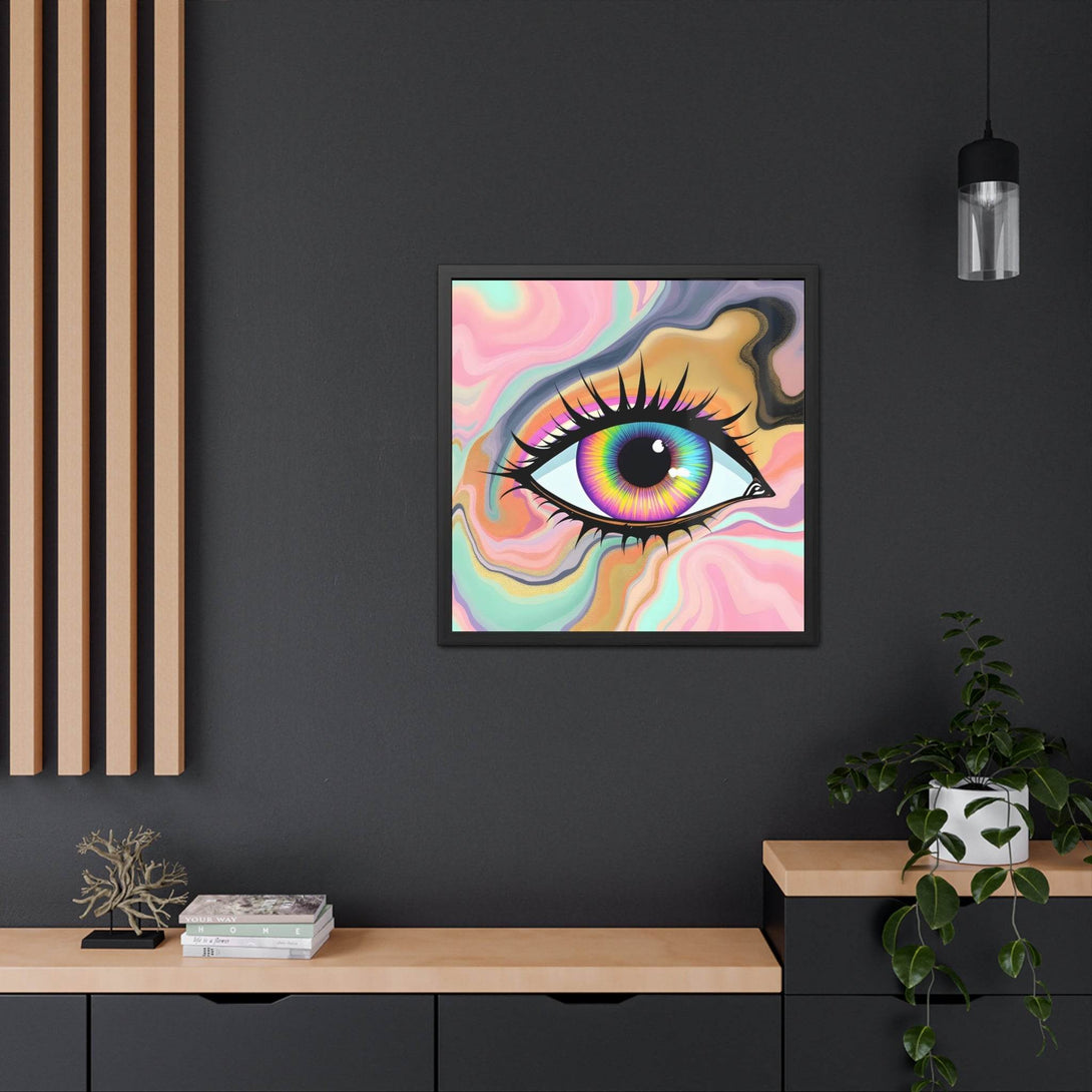 PsEyeFlow #7 - Cosmic Gaze. ( wood Framed semi-gloss coated paper ) - Highdellic