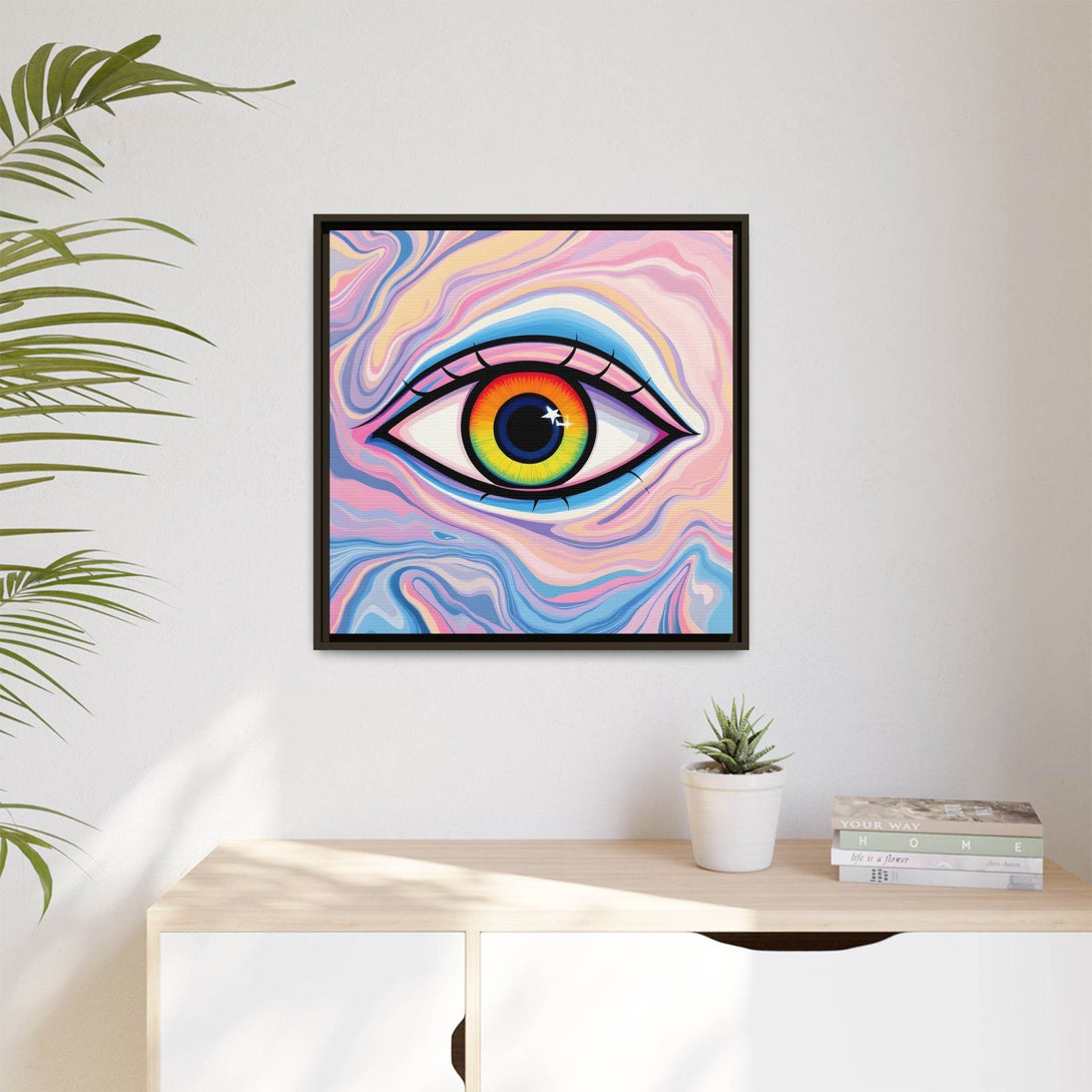 PsEyeFlow #9 - Celestial Stare. ( Colorful Framed Matte Canvas Decor ) - Highdellic