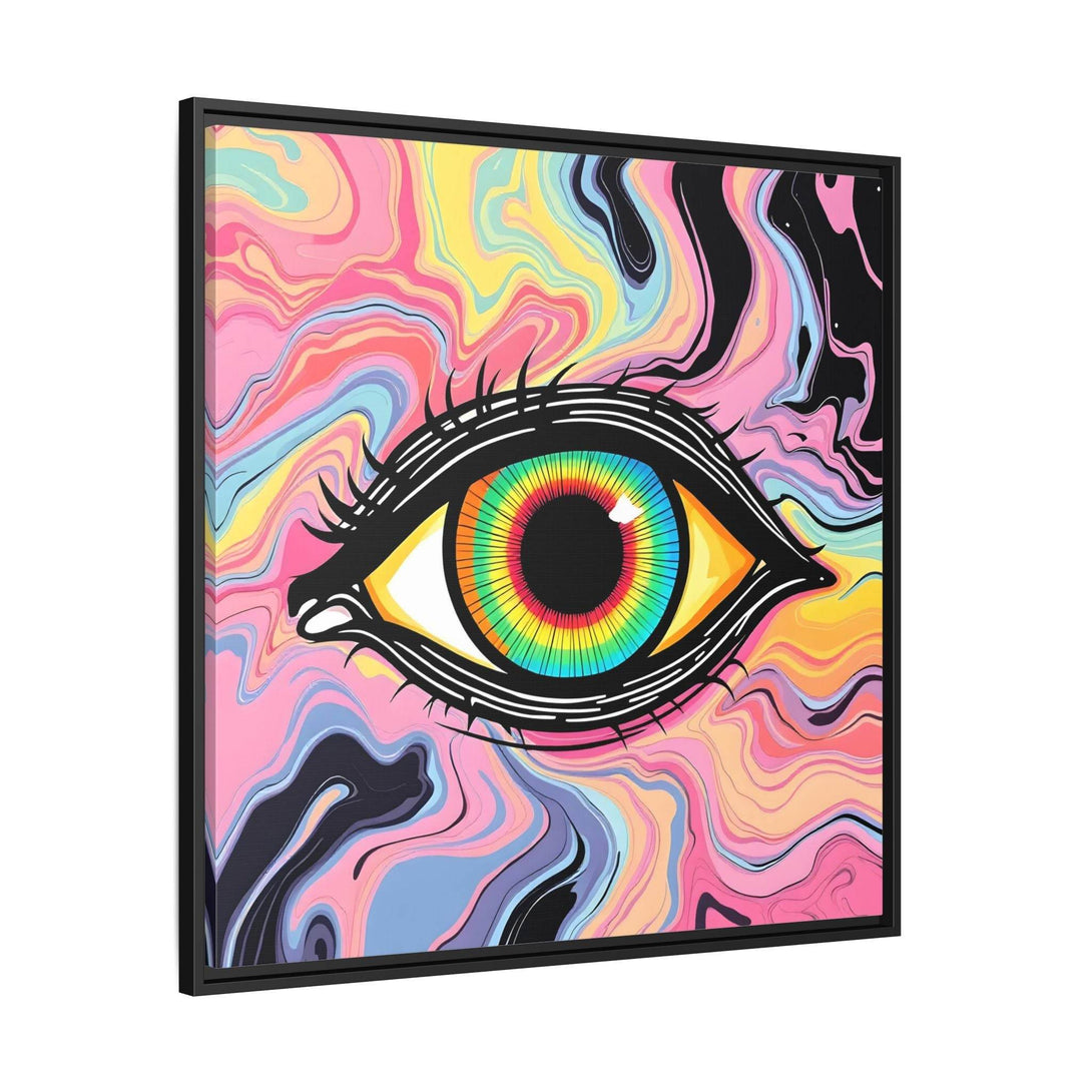 PsEyeFlow #33 – The Watcher’s Descent on Framed Matte Canvas (multi colour) - Highdellic