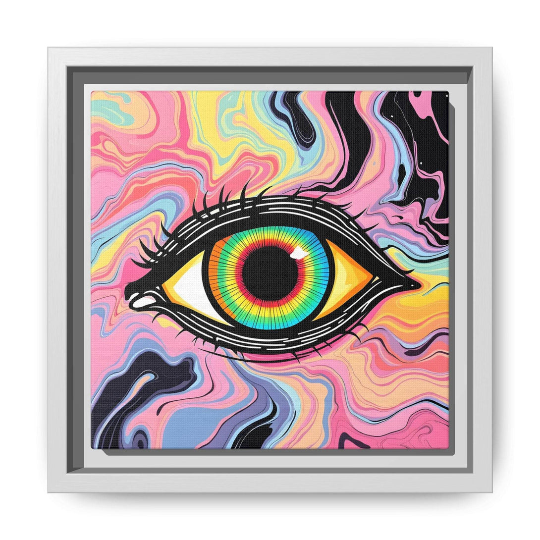 PsEyeFlow #33 – The Watcher’s Descent on Framed Matte Canvas (multi colour) - Highdellic