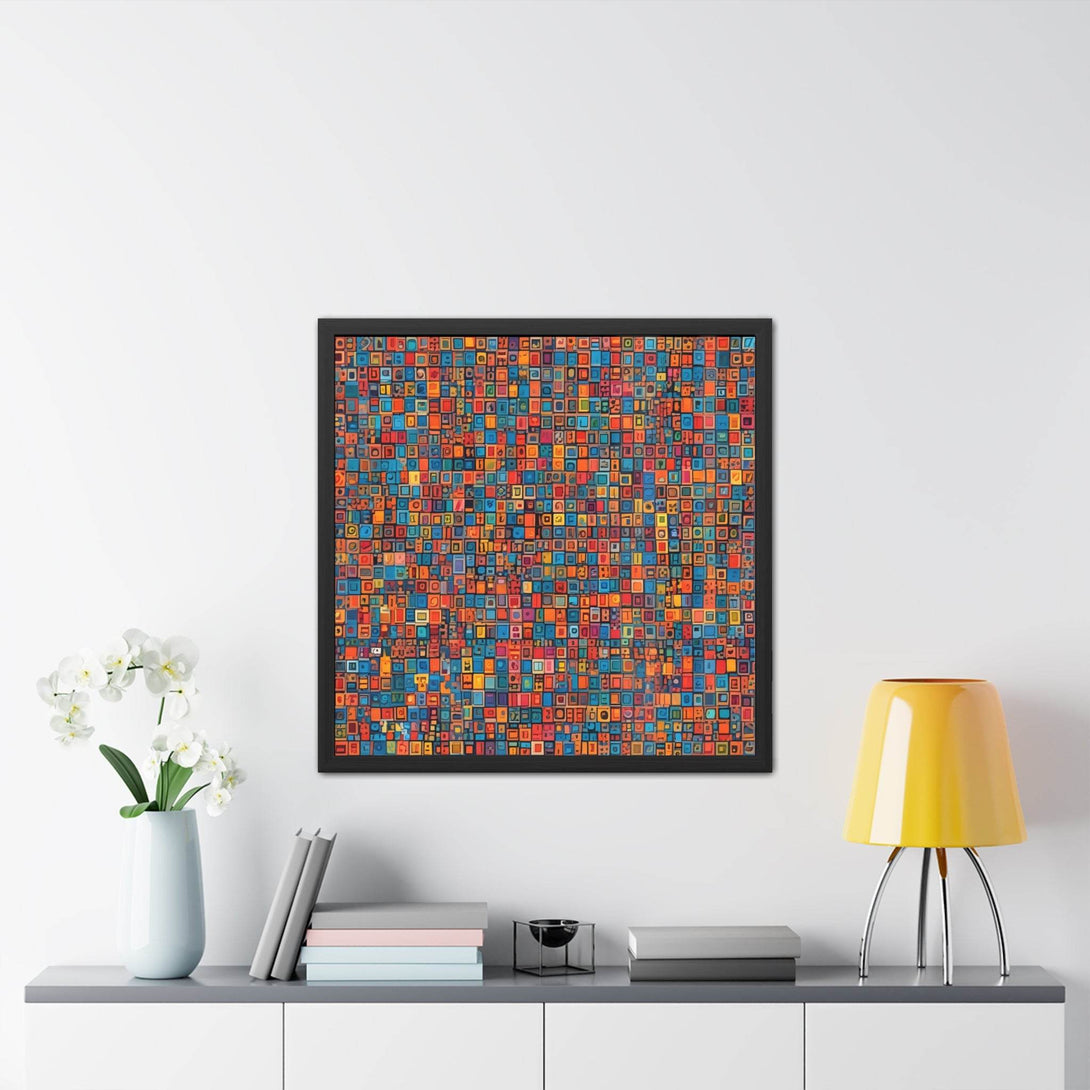 PsEyeCode #1 - Digital Mosaic - (Vibrant Colours Wooden Frame) - Highdellic