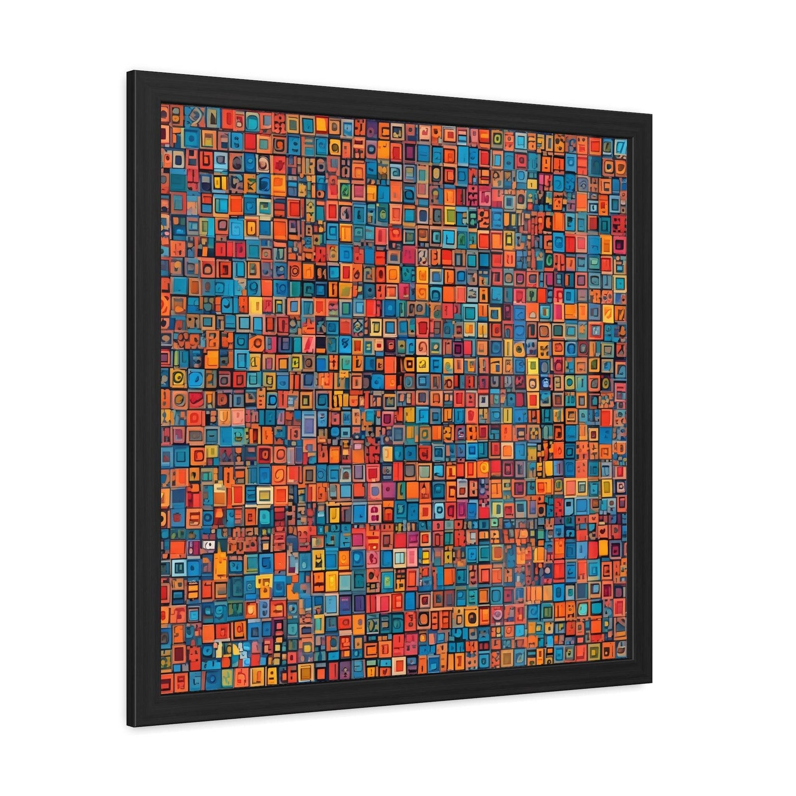 PsEyeCode #1 - Digital Mosaic - (Vibrant Colours Wooden Frame) - Highdellic