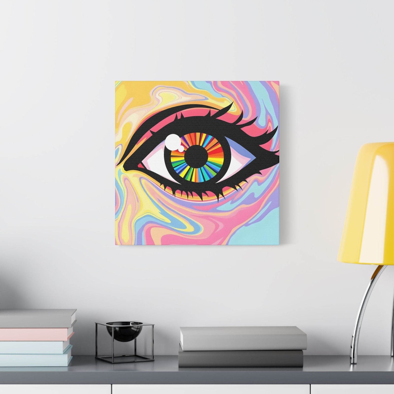 PsEyeFlow #12 - Prismatic Glimpse. (Satin Canvas, Stretched) - Highdellic
