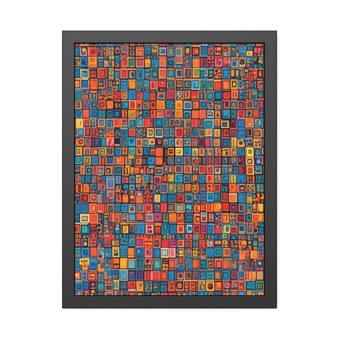 PsEyeCode #1 - Digital Mosaic. (Vibrant Geometric Framed Paper) - Highdellic