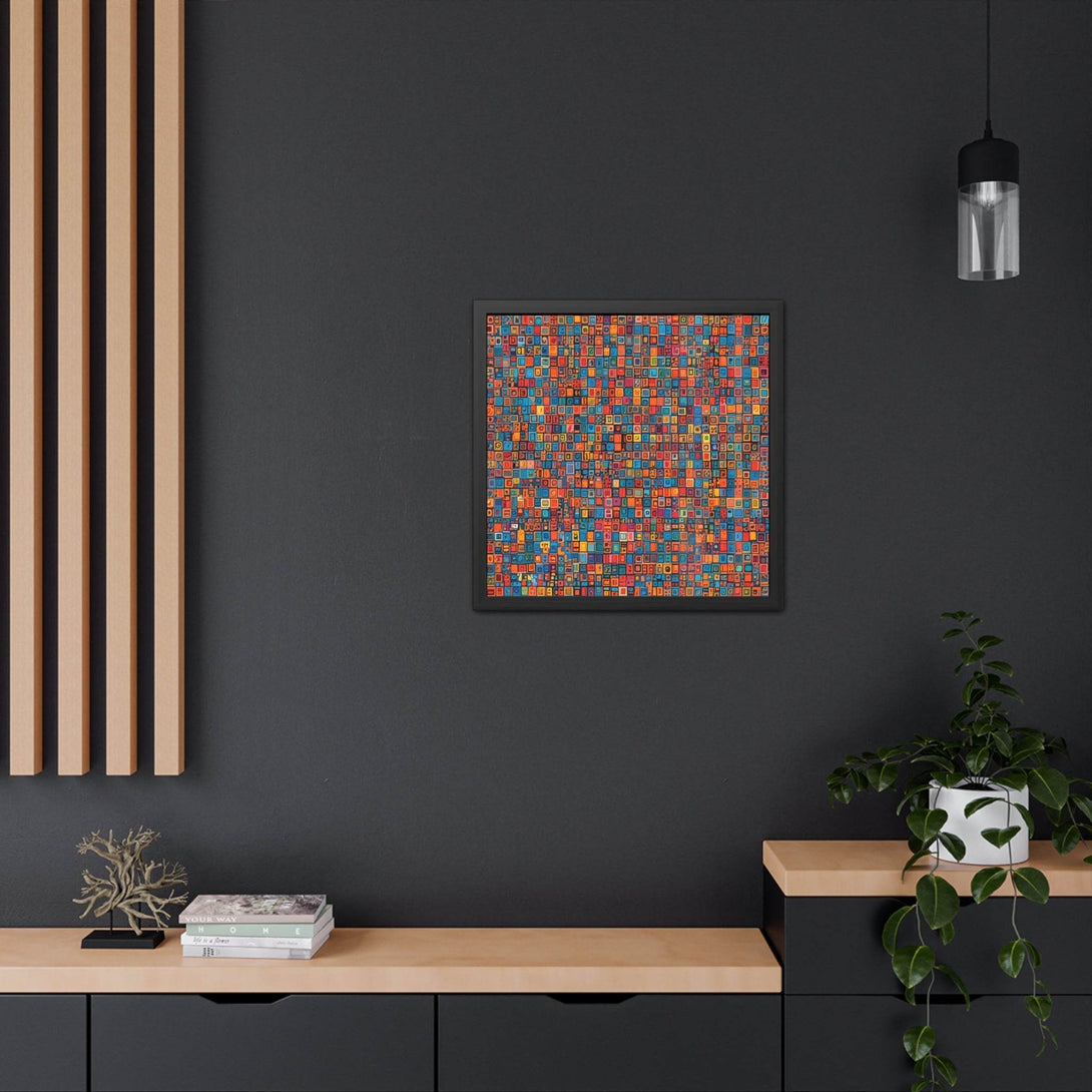 PsEyeCode #1 - Digital Mosaic - (Vibrant Colours Wooden Frame) - Highdellic