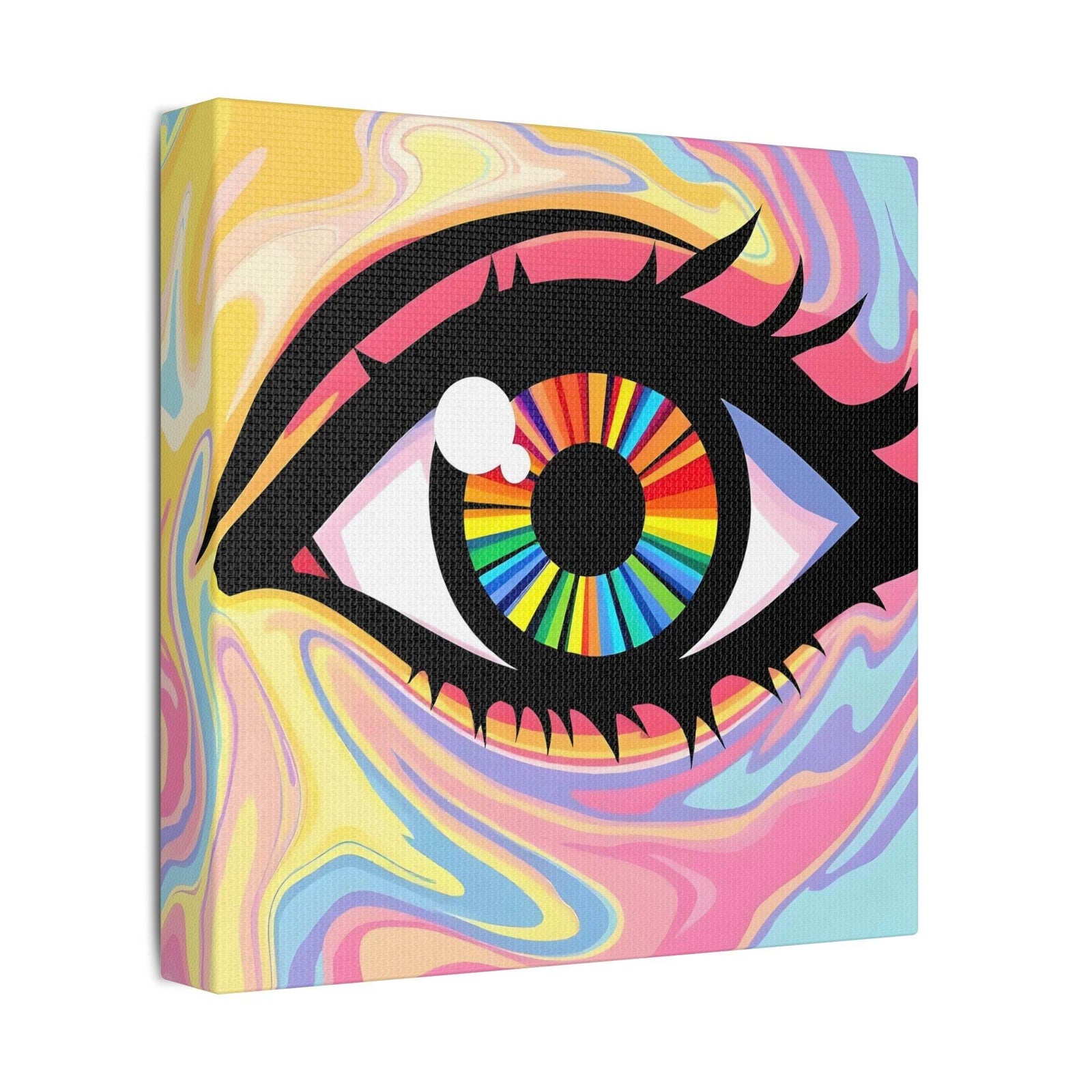 PsEyeFlow #12 - Prismatic Glimpse. (Satin Canvas, Stretched) - Highdellic
