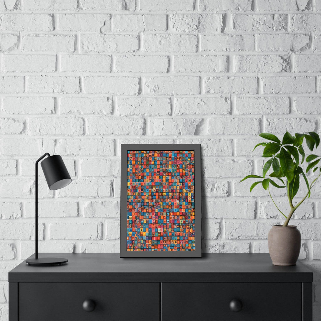 PsEyeCode #1 - Digital Mosaic. (Vibrant Geometric Framed Paper) - Highdellic