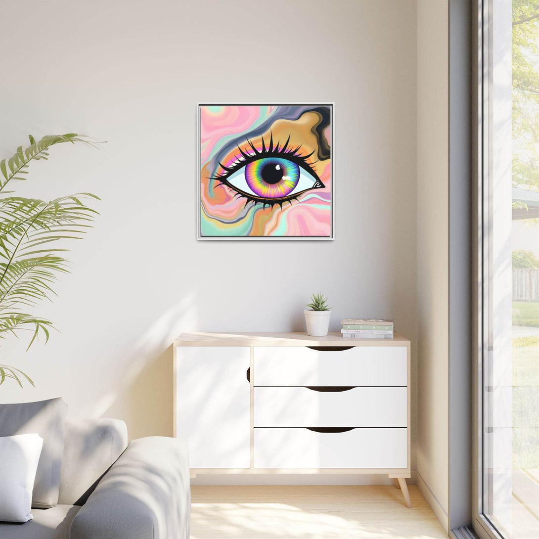 PsEyeFlow #7 - Cosmic Gaze. ( Colorful Framed Matte Canvas Decor ) - Highdellic