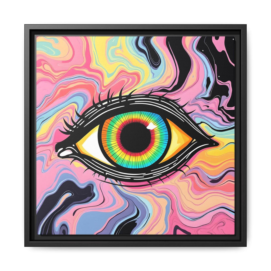 PsEyeFlow #33 – The Watcher’s Descent on Framed Matte Canvas (multi colour) - Highdellic