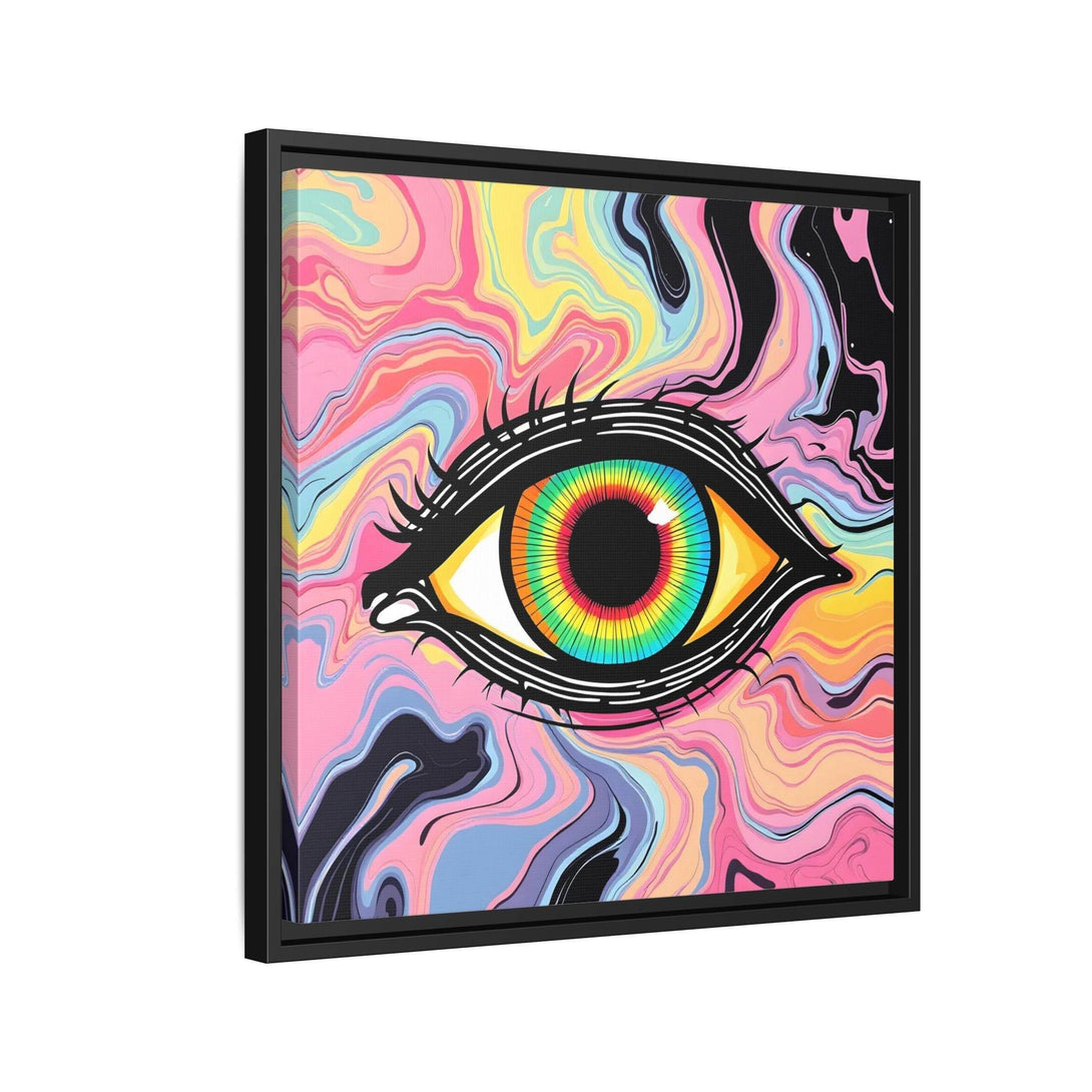 PsEyeFlow #33 – The Watcher’s Descent on Framed Matte Canvas (multi colour) - Highdellic