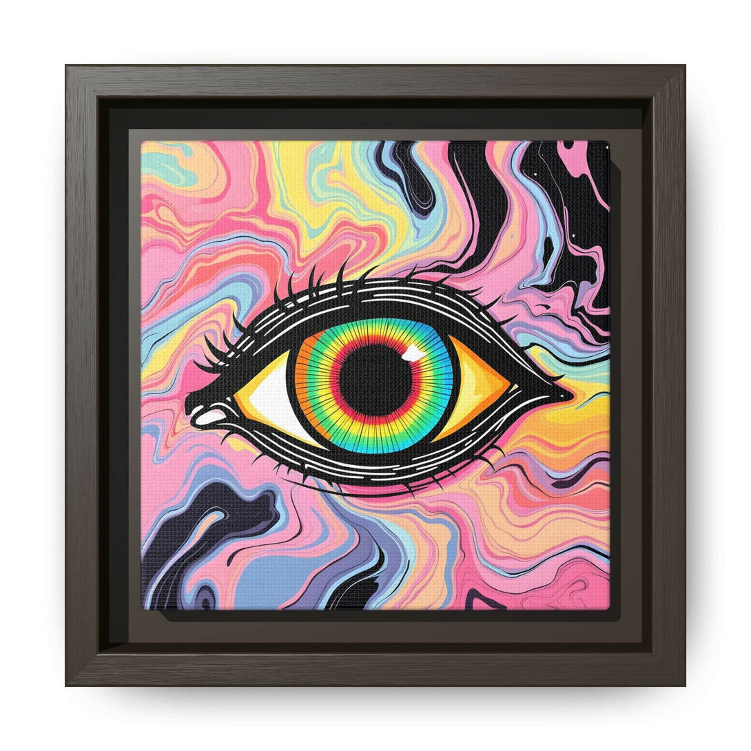 PsEyeFlow #33 – The Watcher’s Descent on Framed Matte Canvas (multi colour) - Highdellic