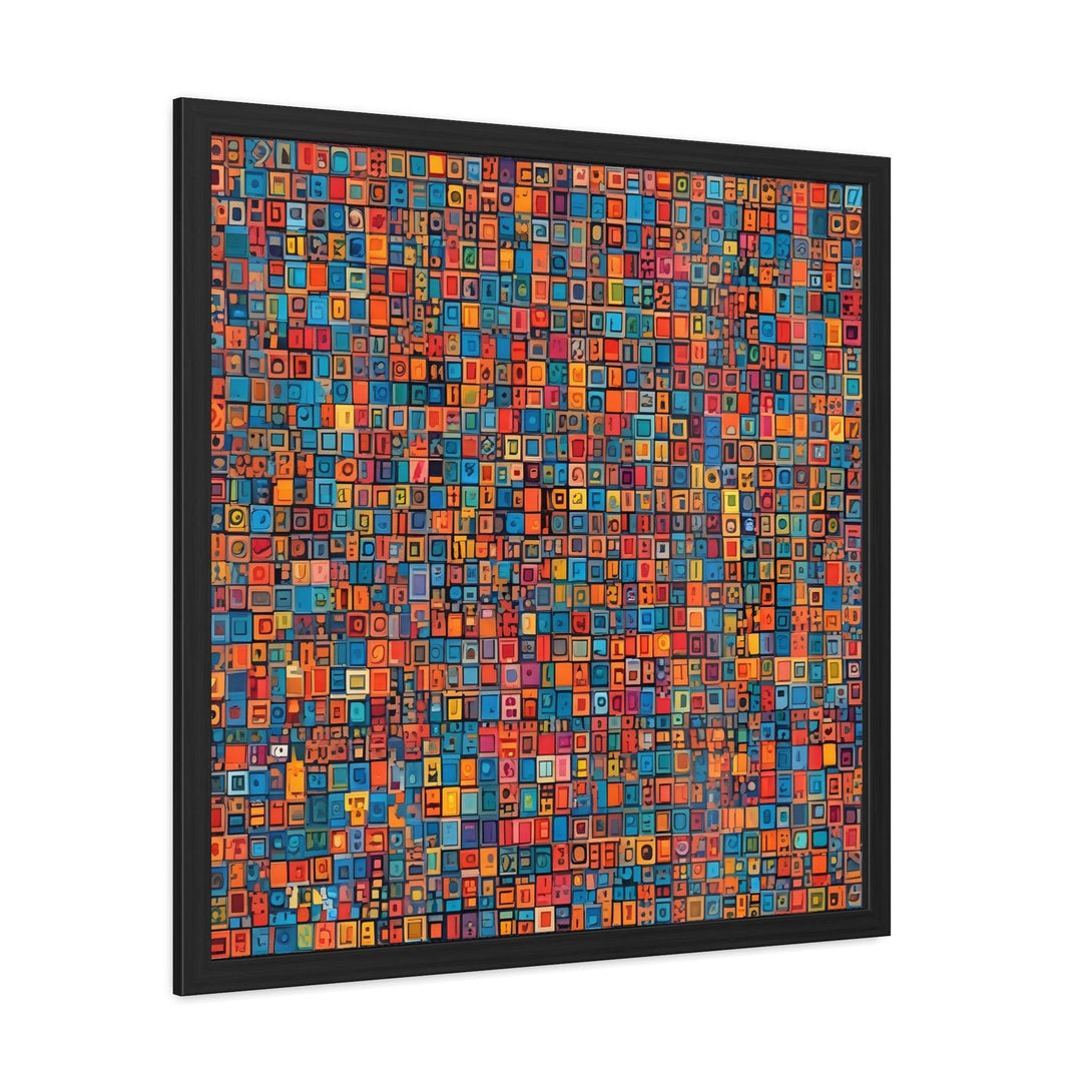 PsEyeCode #1 - Digital Mosaic - (Vibrant Colours Wooden Frame) - Highdellic