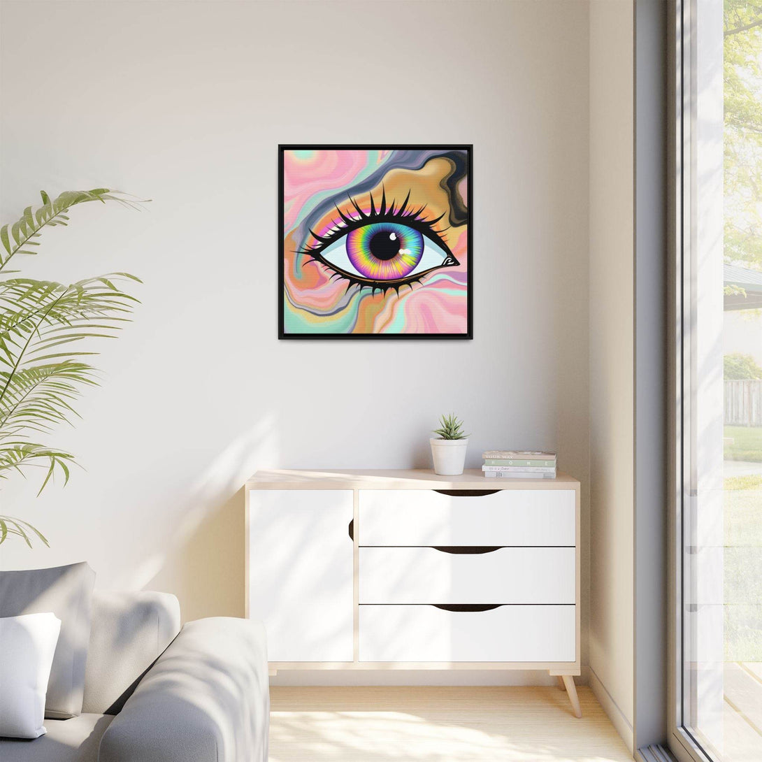 PsEyeFlow #7 - Cosmic Gaze. ( Colorful Framed Matte Canvas Decor ) - Highdellic