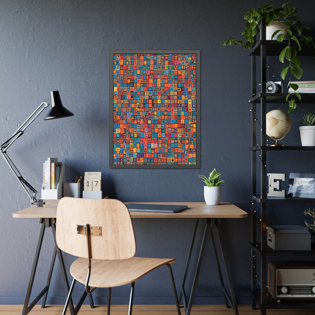PsEyeCode #1 - Digital Mosaic. (Vibrant Geometric Framed Paper) - Highdellic